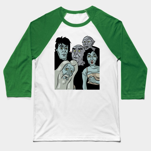 Creeps & Ghouls Baseball T-Shirt by nearmintpress